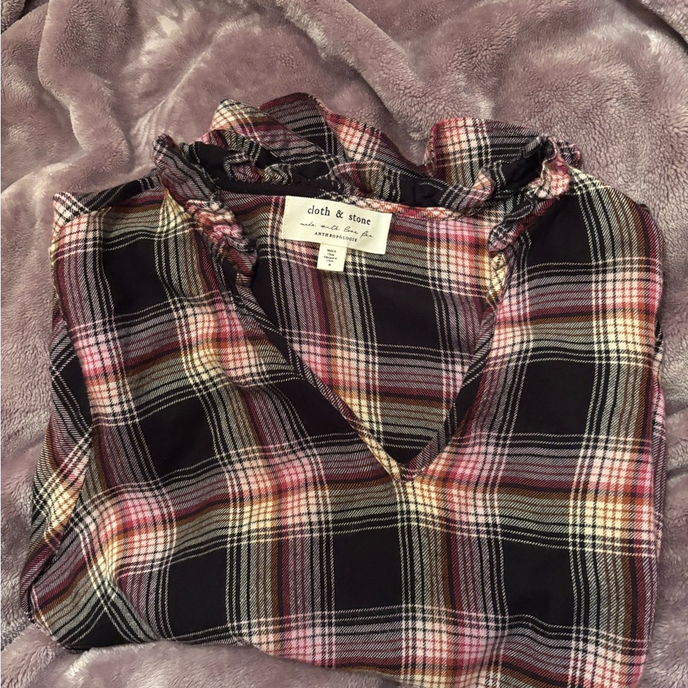 Cloth & Stone Multicolor Plaid Blouse